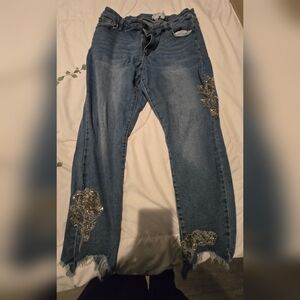 Lane Bryant Blue Skinny Jeans Distressed Denim